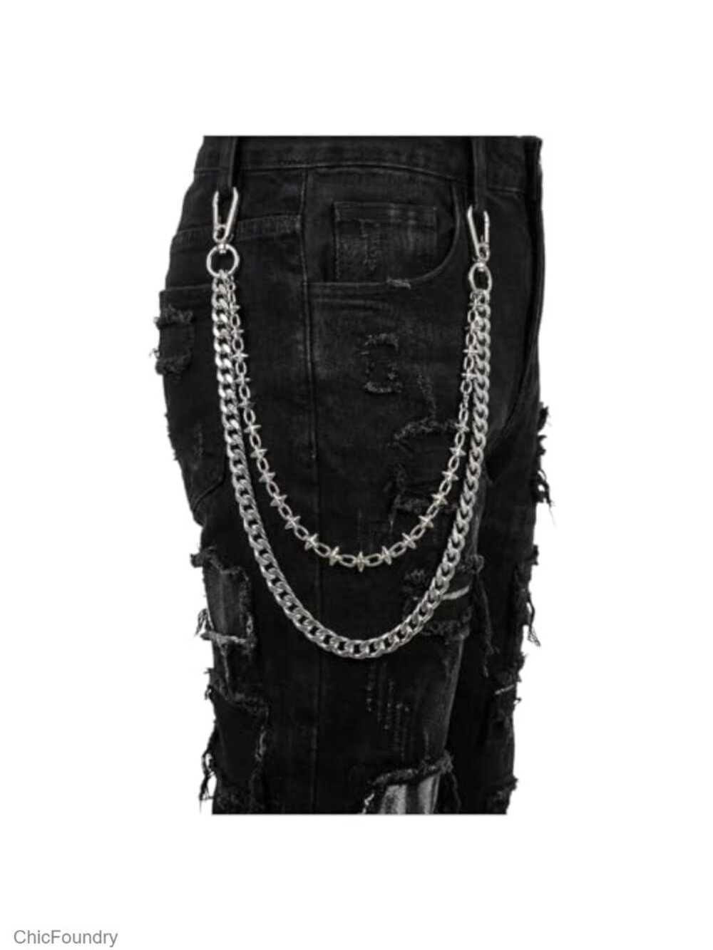 Industrial Rivet Wallet Chain, Detachable Punk Goth Hip Hop Pants